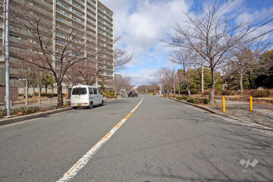 敷地東側の前面道路（南東側から）