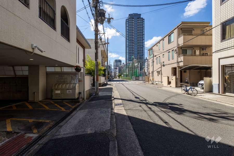 敷地西側の前面道路（北側から）