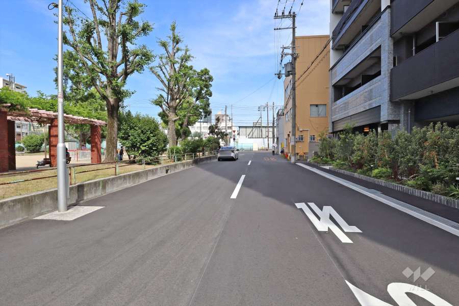 敷地北側の前面道路（西側から）