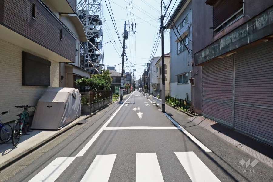 敷地南側の前面道路（西側から）