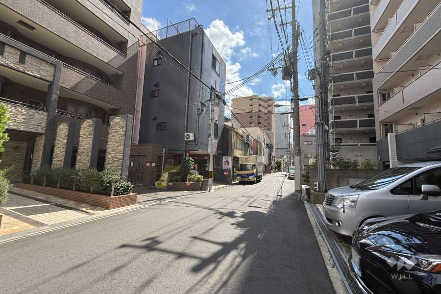 敷地西側の前面道路（北側から）