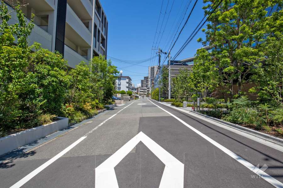 敷地北西側の前面道路（南西側から）