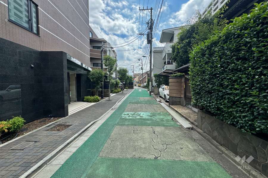 敷地北側の前面道路（西側から）