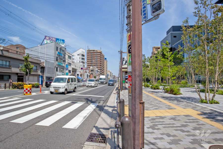 敷地北西側の前面道路（南西側から）