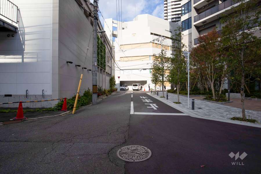 敷地西側の前面道路（南側から）