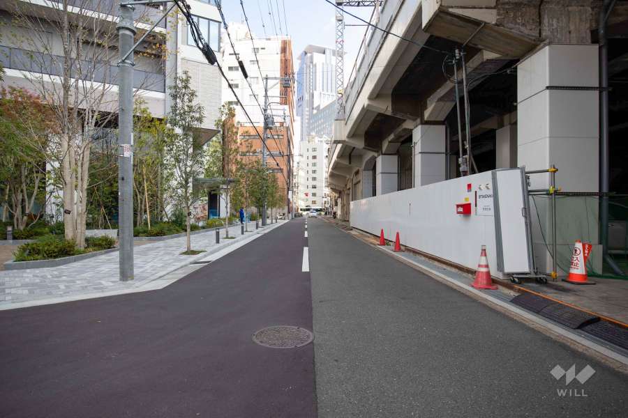 敷地南側の前面道路（西側から）