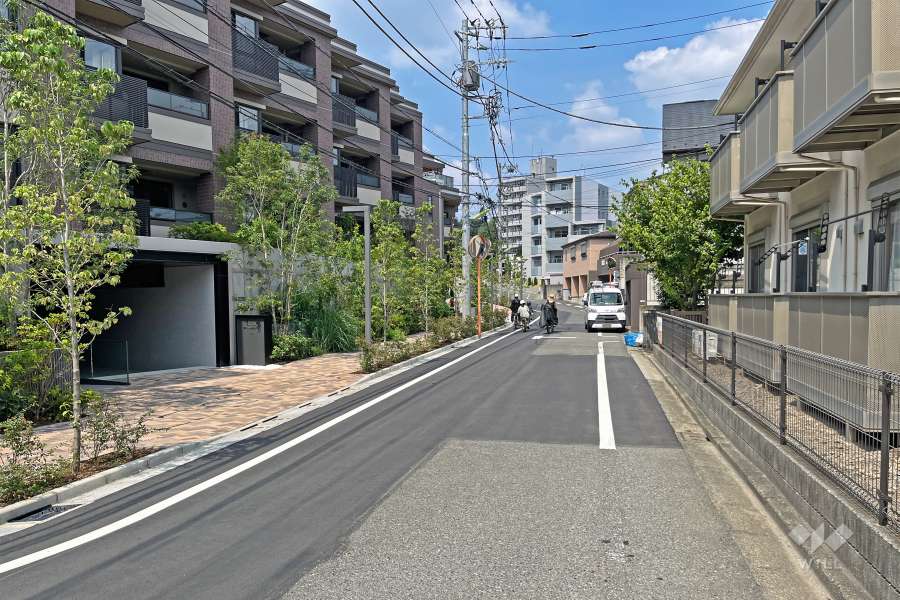 敷地の東側前面道路（南側から）