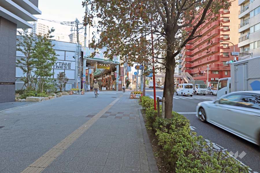 敷地の南西側前面道路は都道420号線です（北西側から）。