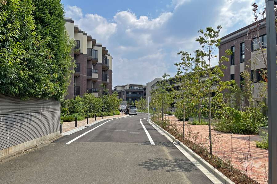 敷地の北側前面道路（西側から）