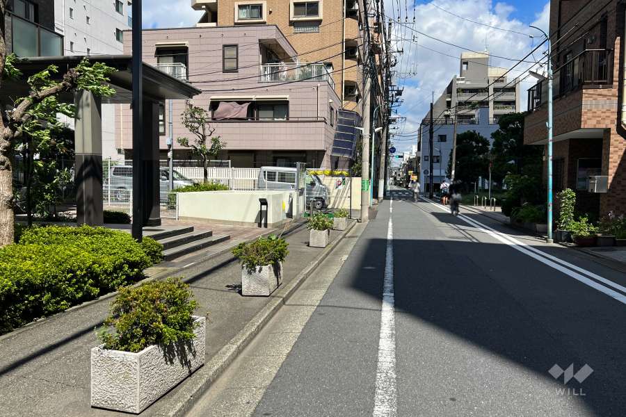 敷地東側の前面道路（南側から）