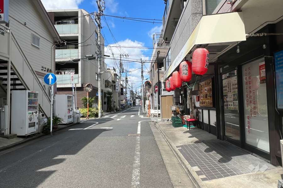 敷地の南西側前面道路（北西側から）
