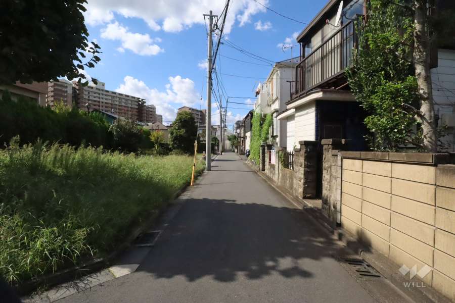 敷地北東側の前面道路(南東側から)