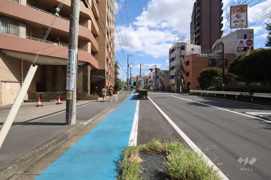 敷地南西側の前面道路(北西側から)