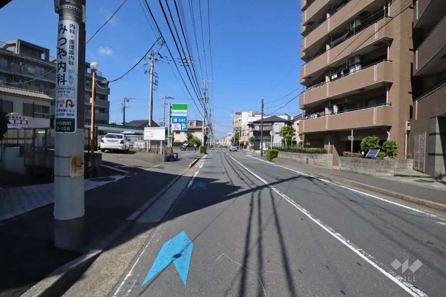 敷地西側の前面道路(南側から)