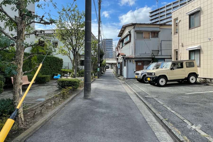 敷地の西側前面道路（北側から）