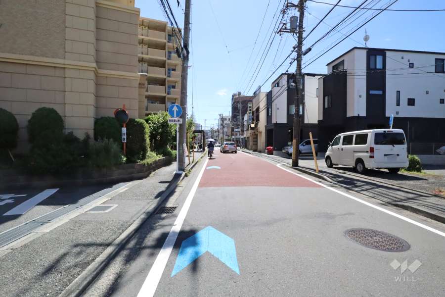 敷地西側の前面道路（北側から）