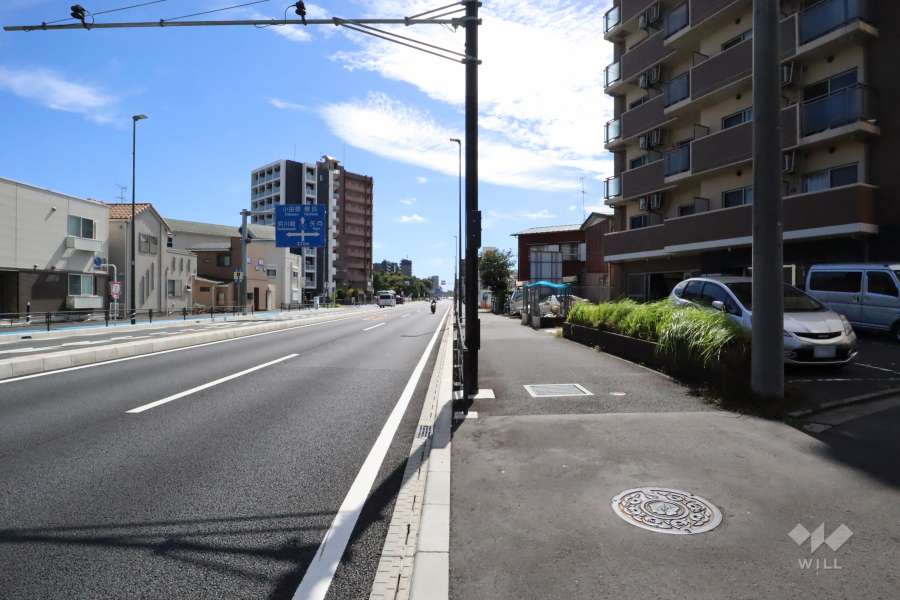 敷地東側の前面道路(北側から)