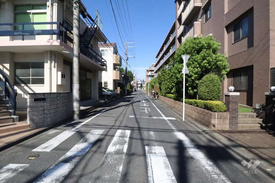 敷地北西側の前面道路(南西側から)
