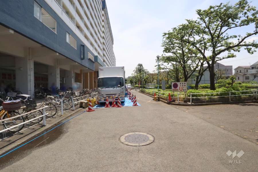 敷地西側の前面道路（北側から）