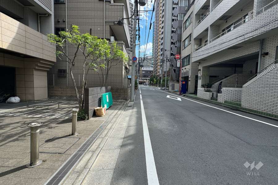 敷地の北側前面道路（西側から）