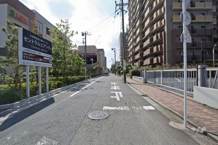 敷地東側の前面道路（北側から）