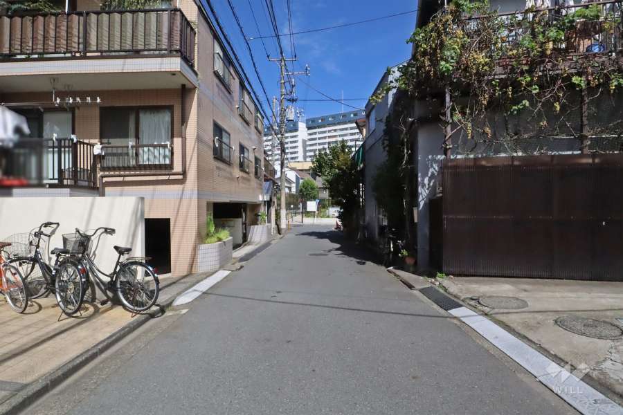 敷地南側の前面道路（西側から）