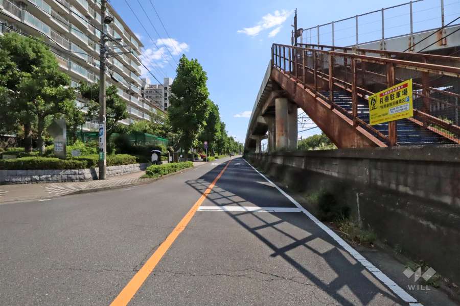 敷地西側の前面道路(北側から)