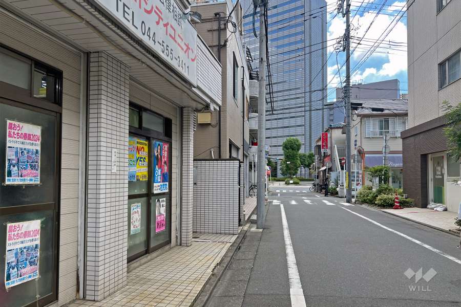 敷地の南西側前面道路（北西側から）