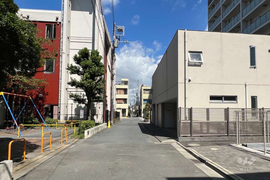 敷地の西側前面道路（南側から）
