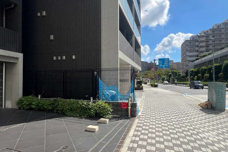 敷地の南側前面道路（西側から）