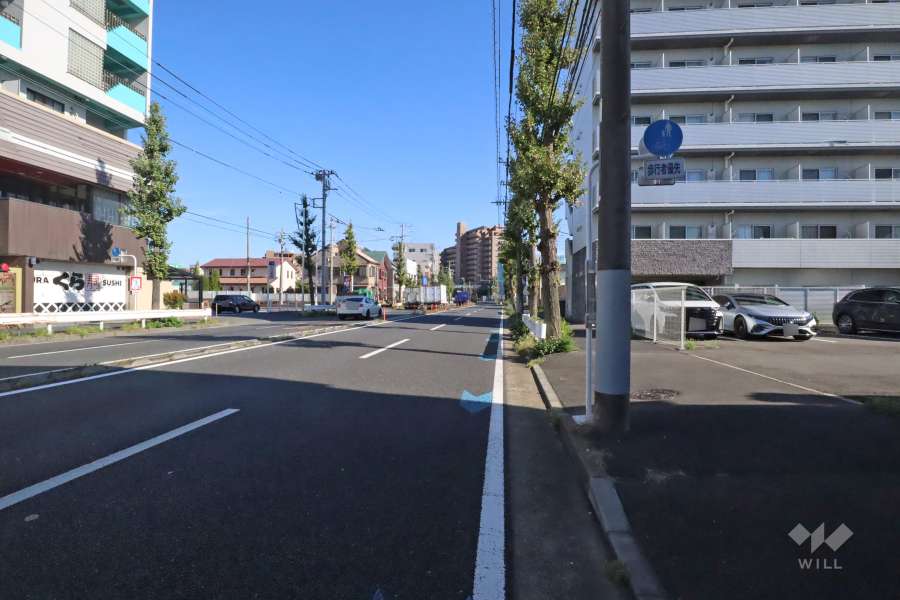 敷地北東側の前面道路（北西側から）