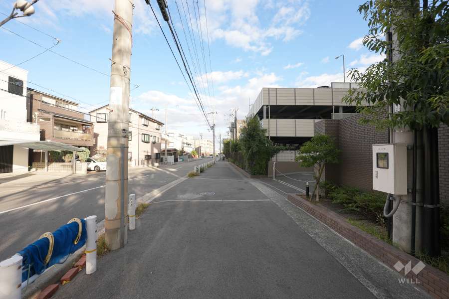敷地北側の前面道路（西側から）