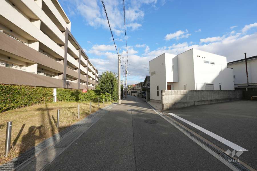 敷地南側の前面道路（西側から）