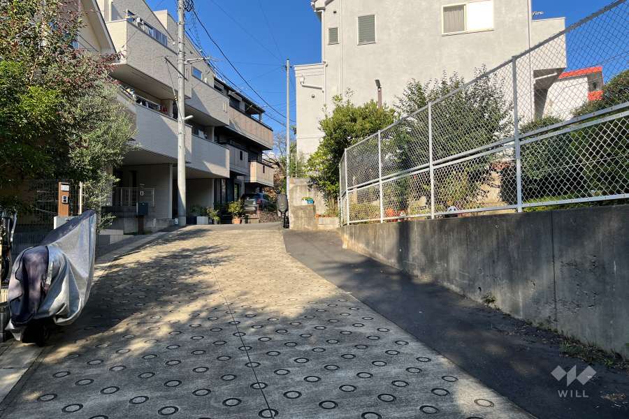 敷地の北側前面道路（西側から）