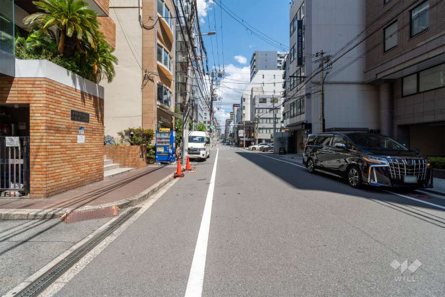 敷地南側の前面道路（西側から）