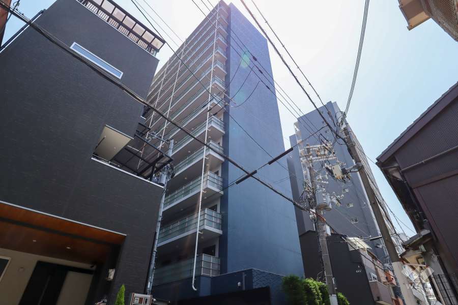 プレサンスOSAKA-DOMECITY-ビーツの外観（北西側から）