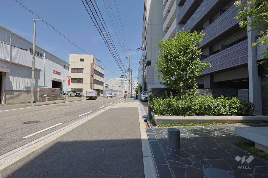 敷地の西側前面道路（南側から）