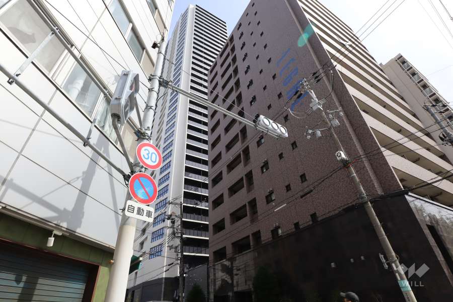 ジオタワー新町の外観（北西側から）