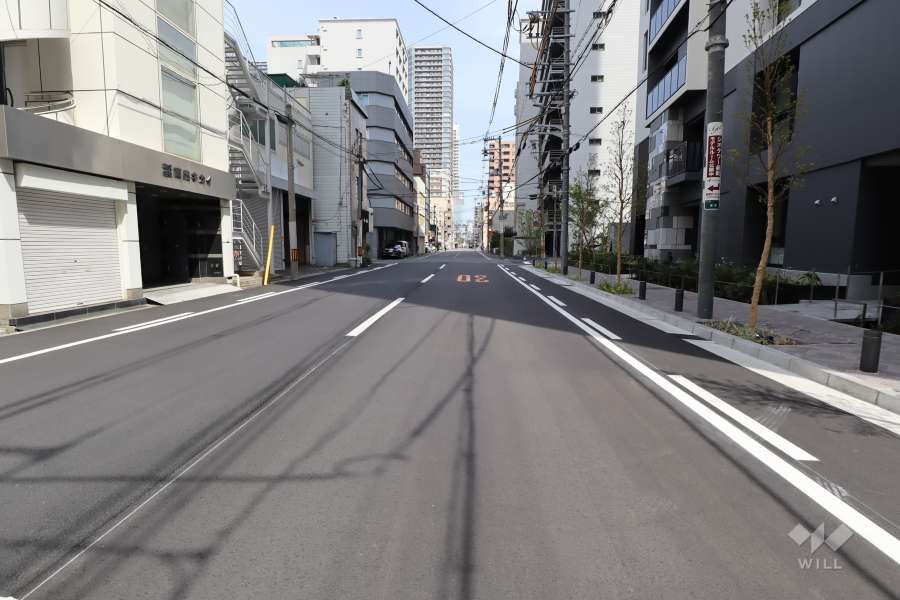 敷地北側の前面道路（西側から）
