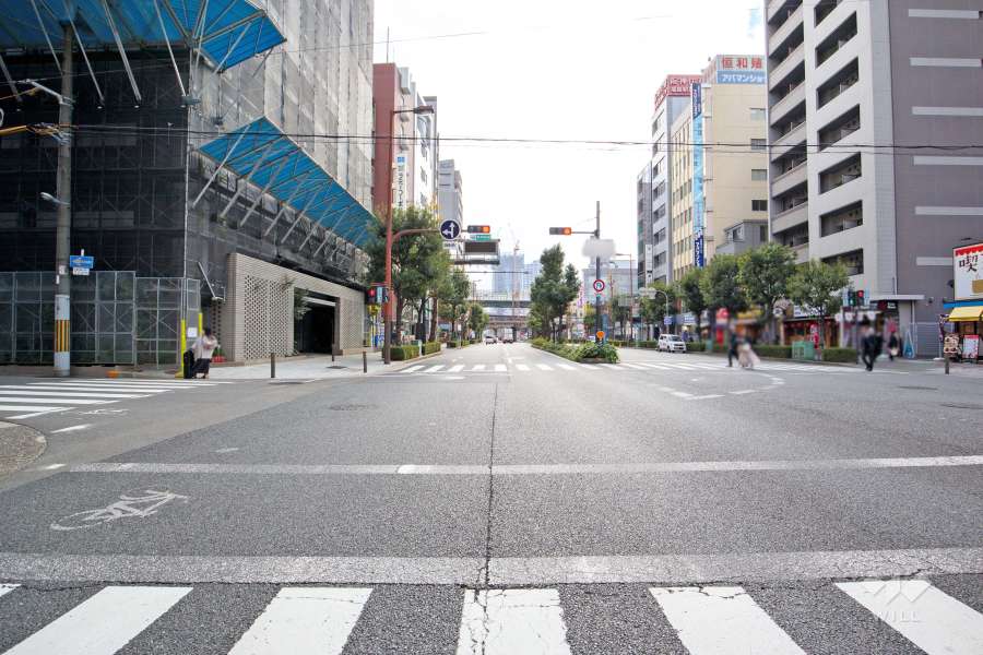 敷地南側の前面道路（西側から）