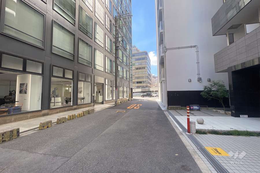 敷地東側の前面道路（北側から）