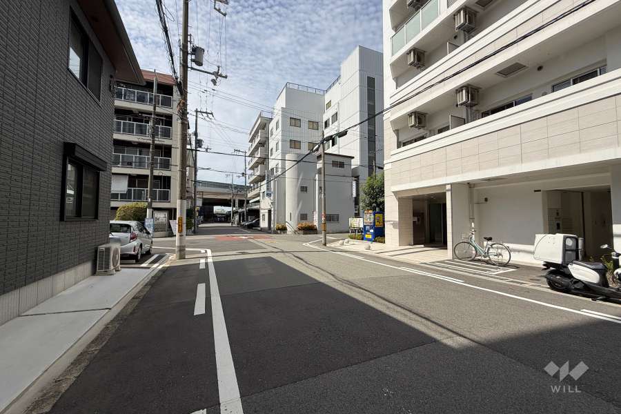 敷地西側の前面道路（南側から）