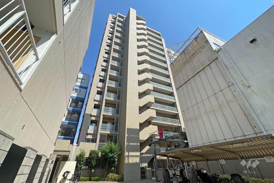 プレサンスロジェ大阪天満橋リバーテラスの外観(西側から)