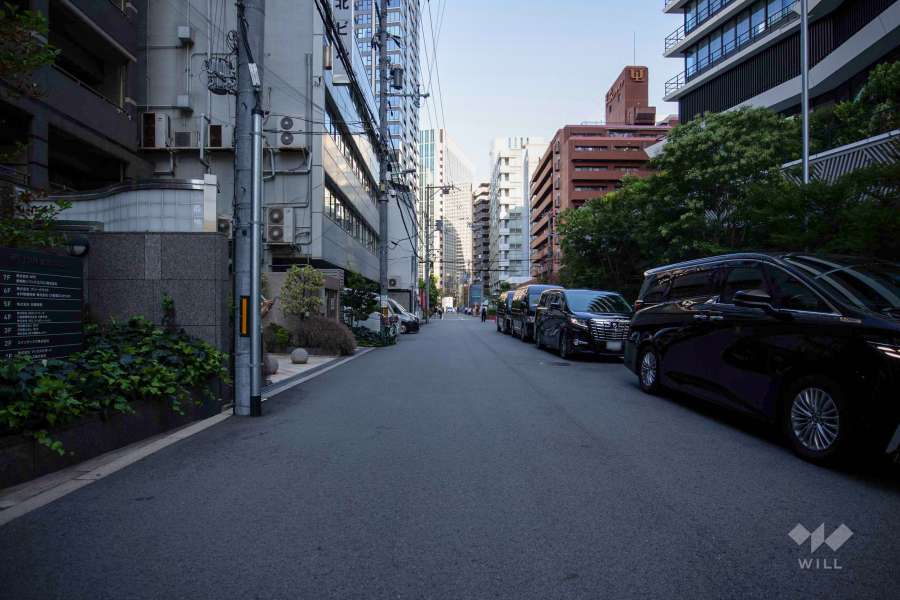 敷地北側の前面道路（西側から）