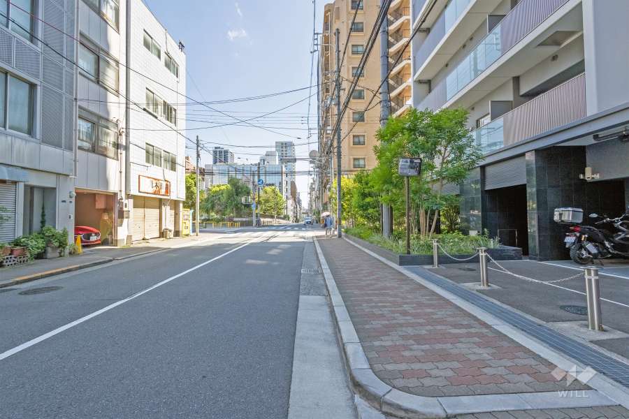 敷地の西側前面道路（北側から）