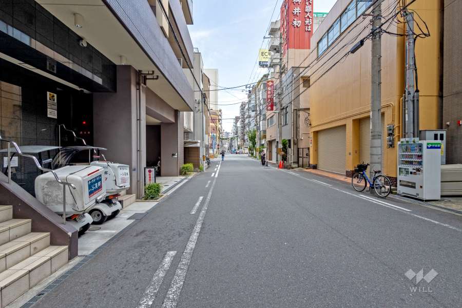 敷地の西側前面道路（北側から）