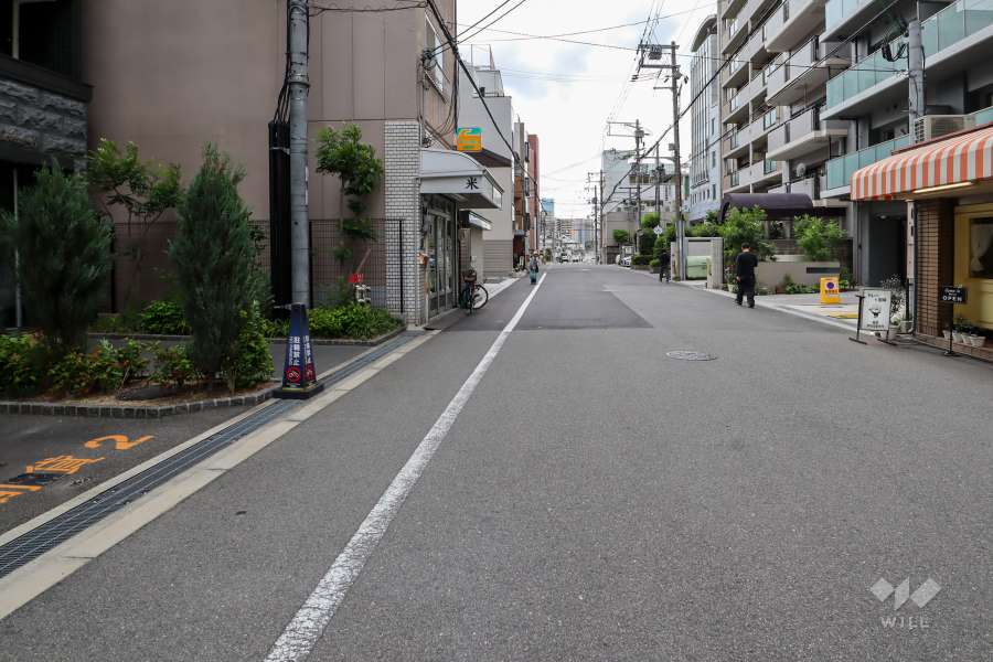 敷地西側の前面道路（北側から）