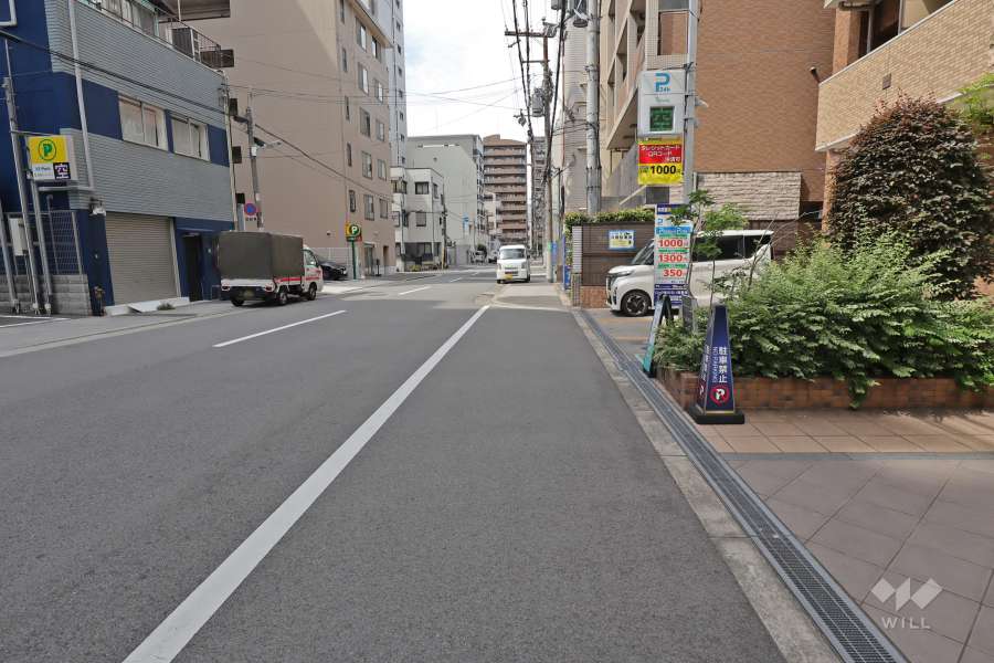 敷地西側の前面道路（南側から）