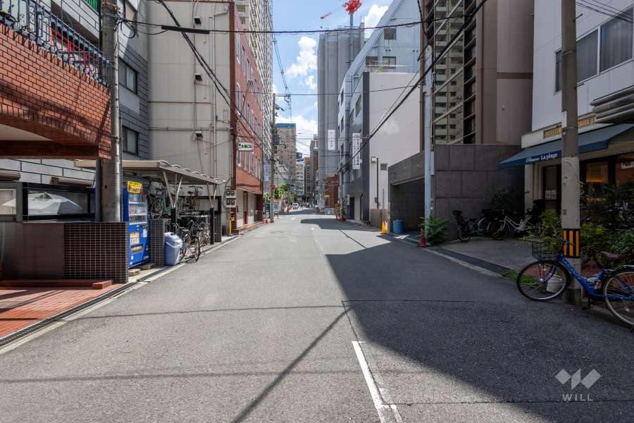 敷地の南側前面道路（西側から）