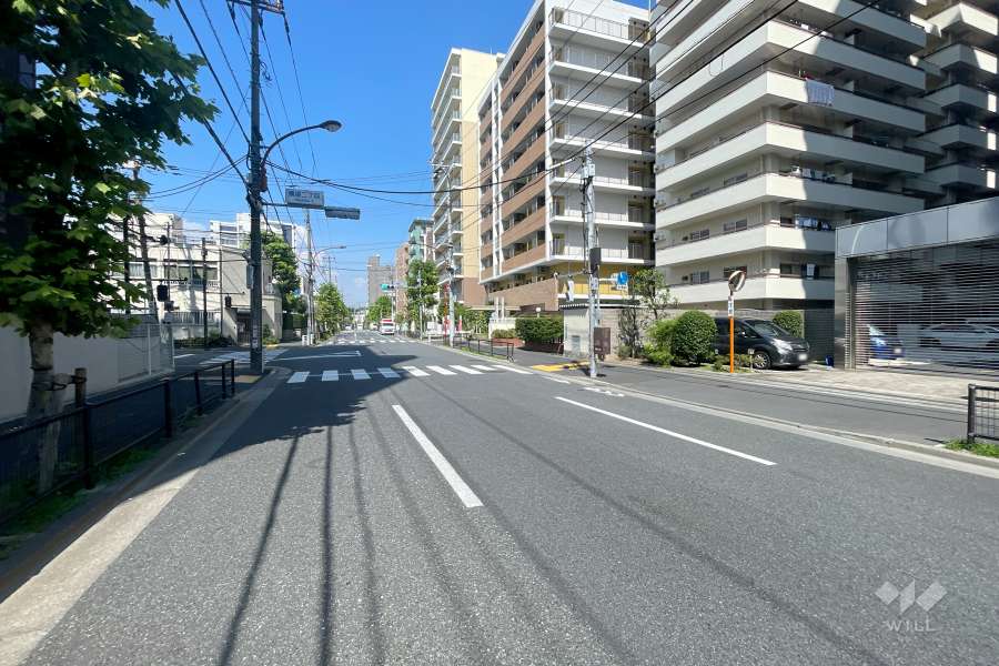 敷地西側の前面道路